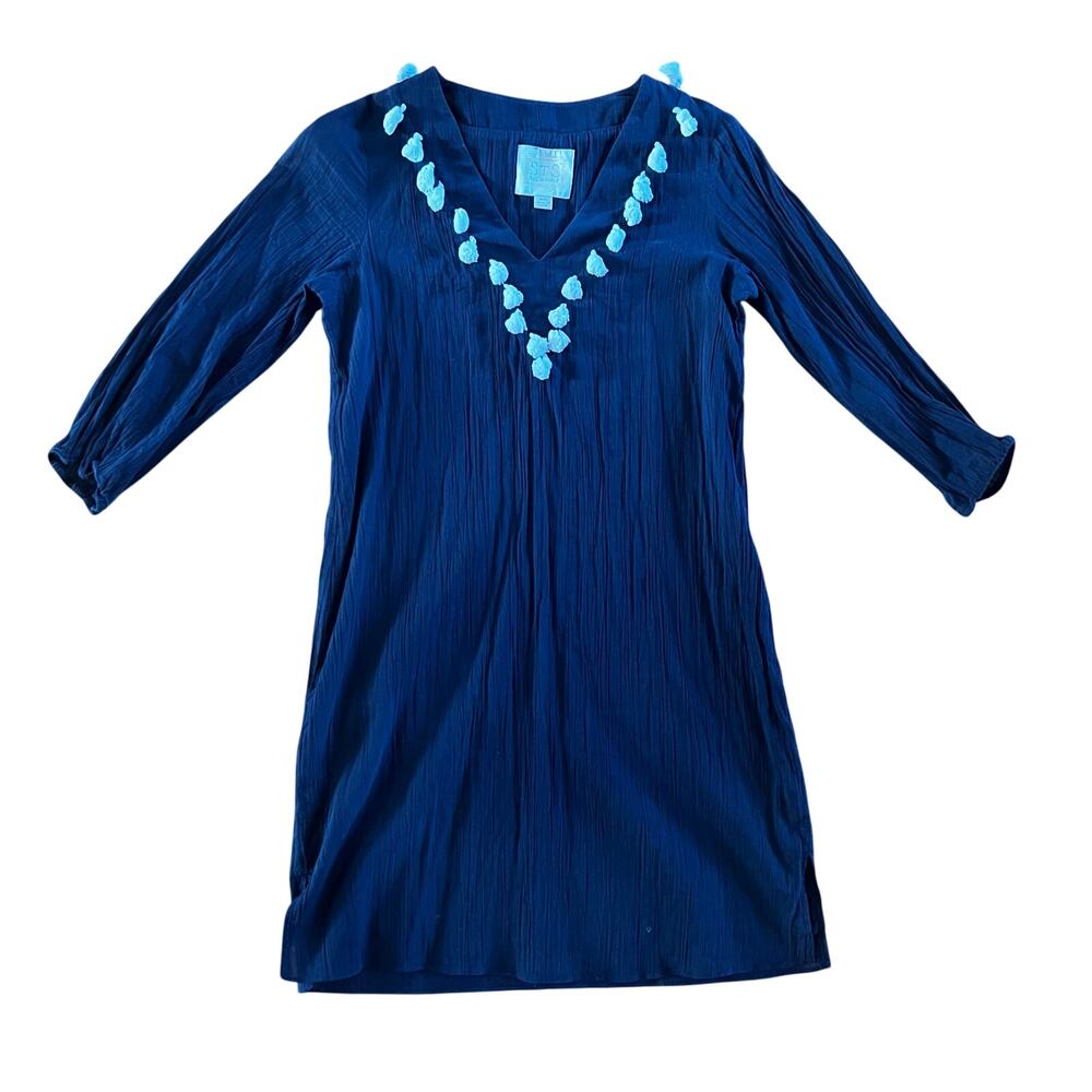 Sail to Sable Navy Blue Nautical Tassel V-Neck Tunic Dress | Women's XXS